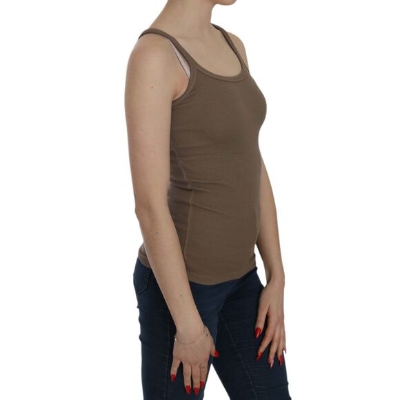 PINK MEMORIES Ribbed Tank Top Sleeveless Scoop Neck Women Brown Tops & T-Shirts - Picture 5 of 5